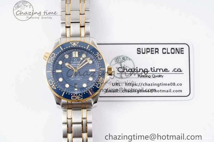 0522 ZeroBulk Seamaster Diver 300M SS YG Blue Ceramic Bezel JVSF 1:1 Best Edition Blue Dial on SS YG Bracelet A 7784